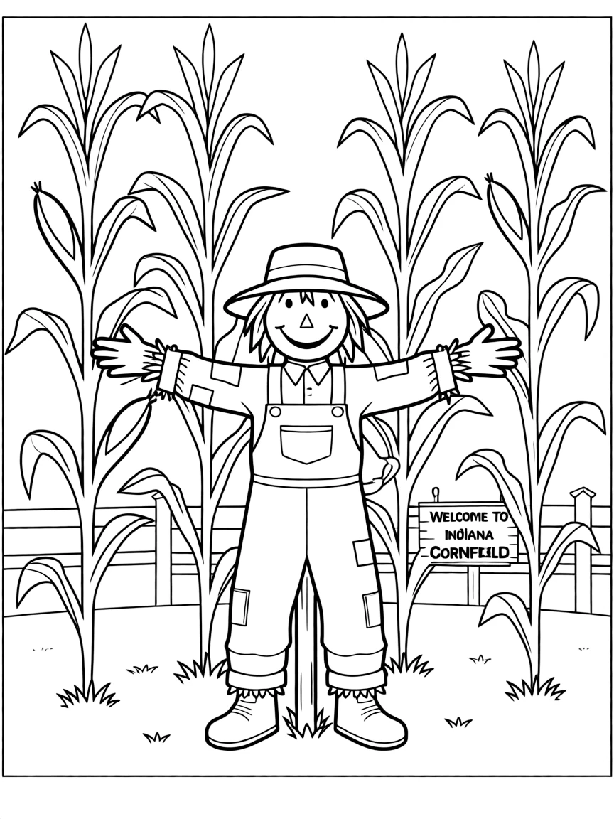 (Indiana) A scarecrow in an Indiana cornfield