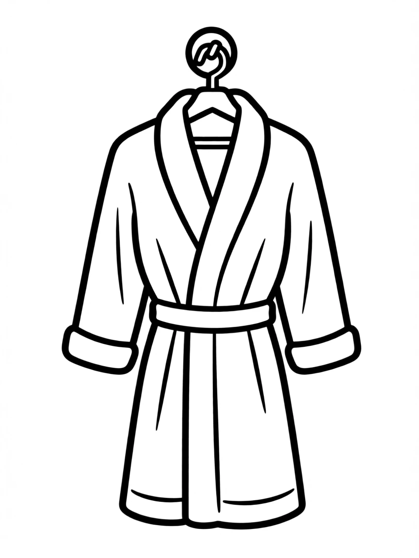 (clothing) A bathrobe hanging on a hook