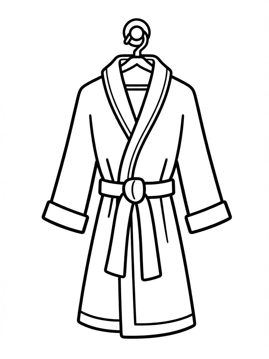 (clothing) A bathrobe hanging on a hook