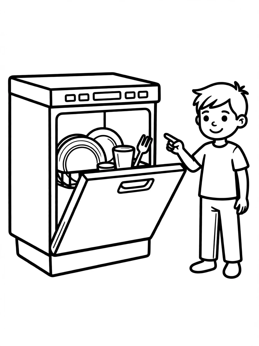 line drawing of a dish washer