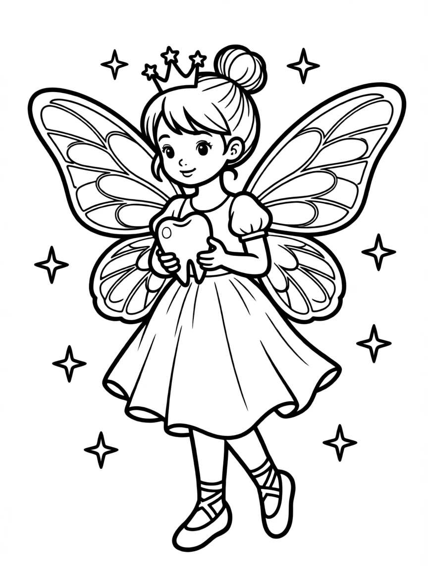 Tooth fairy carries a tooth secretly