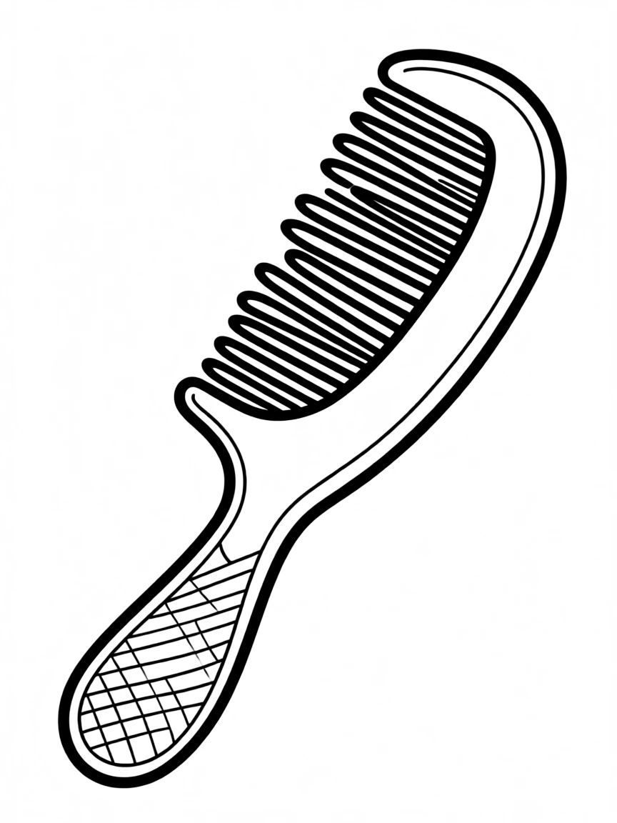 line drawing of a hair comb