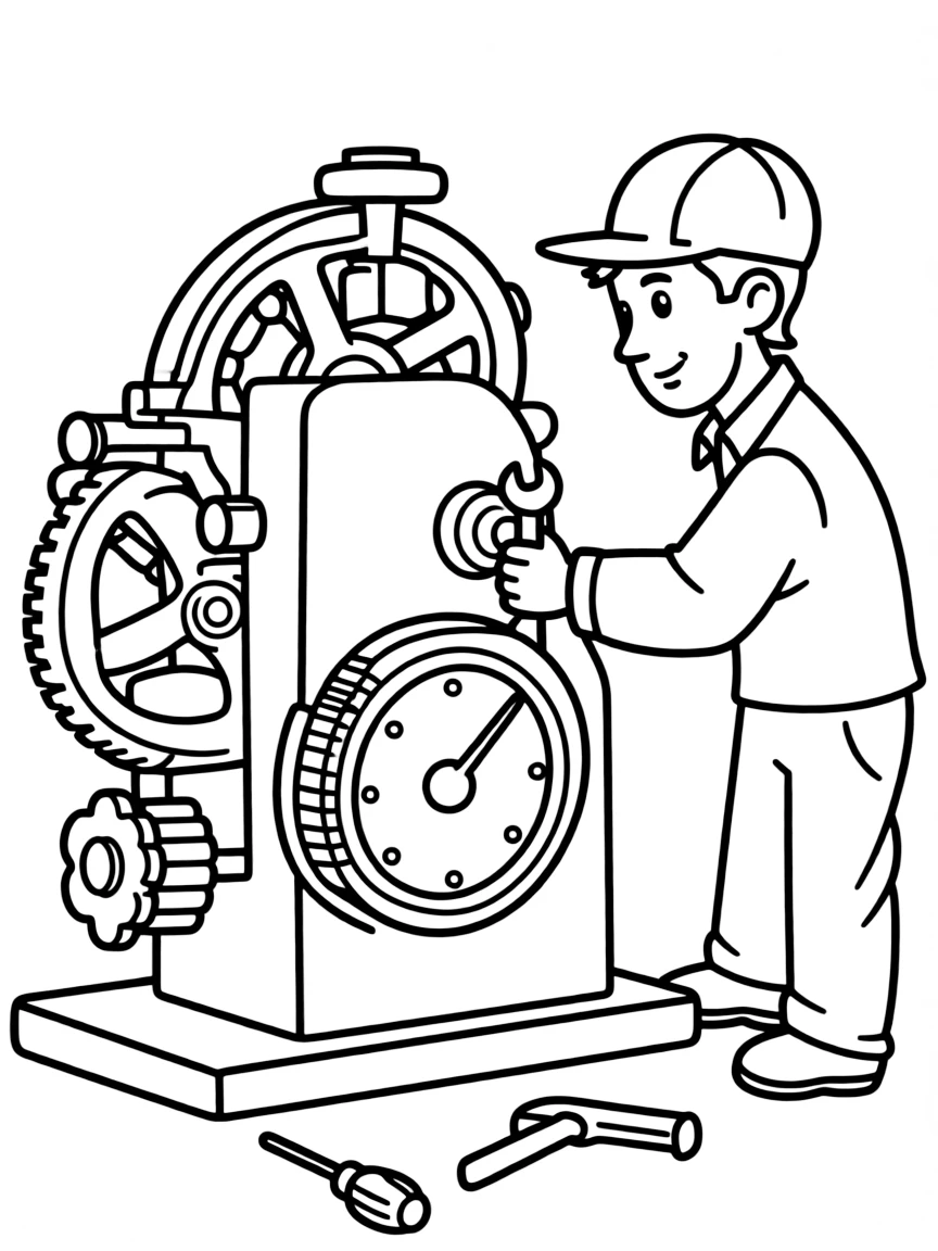 An engineer is fixing a machine.