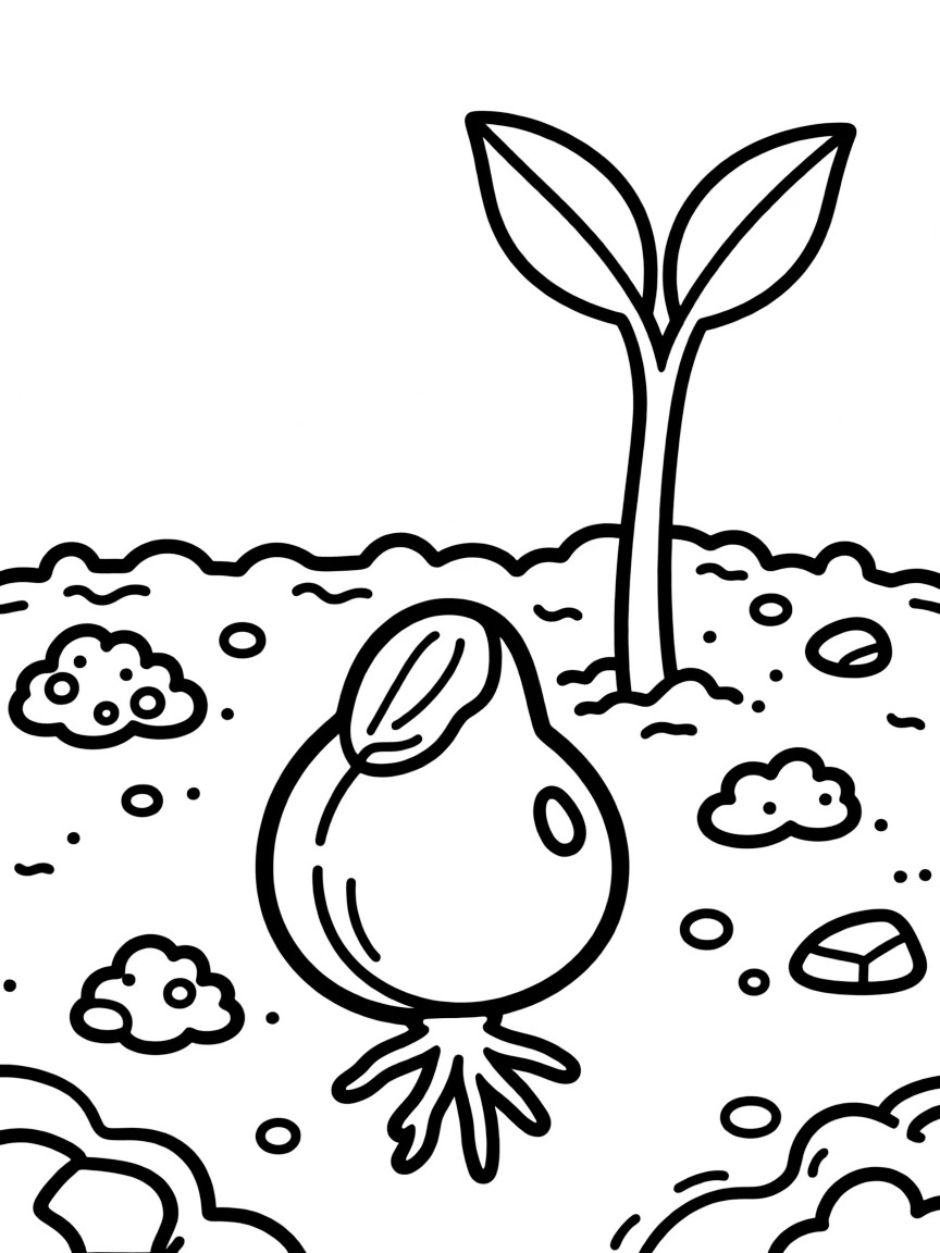 A seed starts to germinate