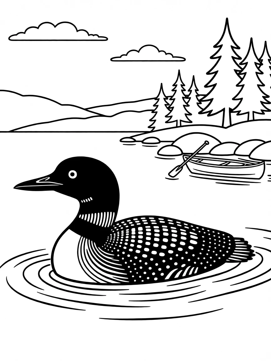 (Minnesota) A loon swimming in a Minnesota lake