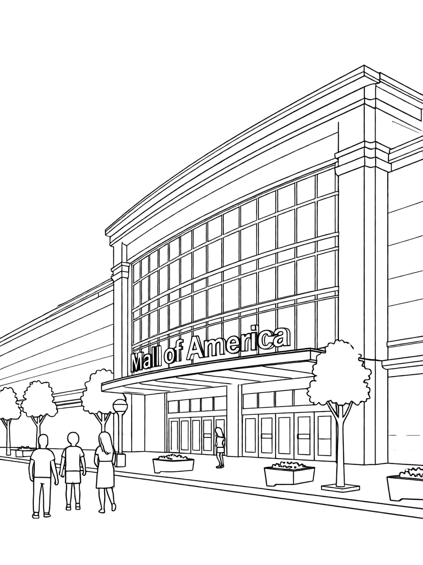 (Minnesota) Mall of America exterior with people walking in