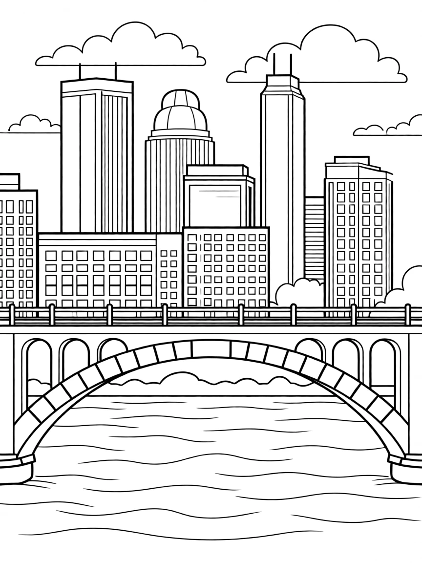 (Minnesota) Minneapolis skyline with Stone Arch Bridge