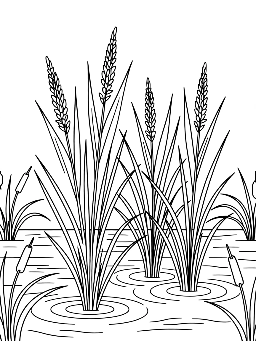 (Minnesota) Wild rice plants in a marsh