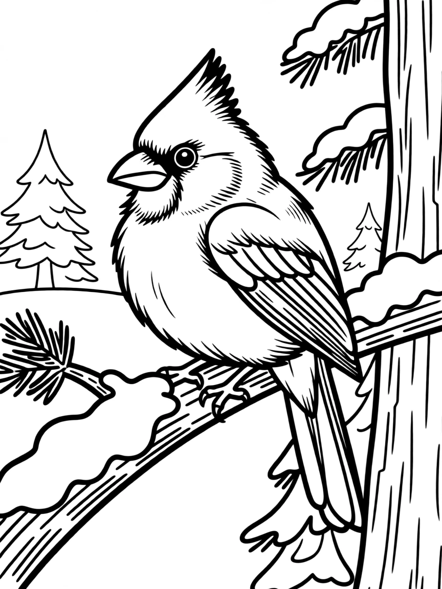 (Minnesota) A cardinal perched in a snowy tree