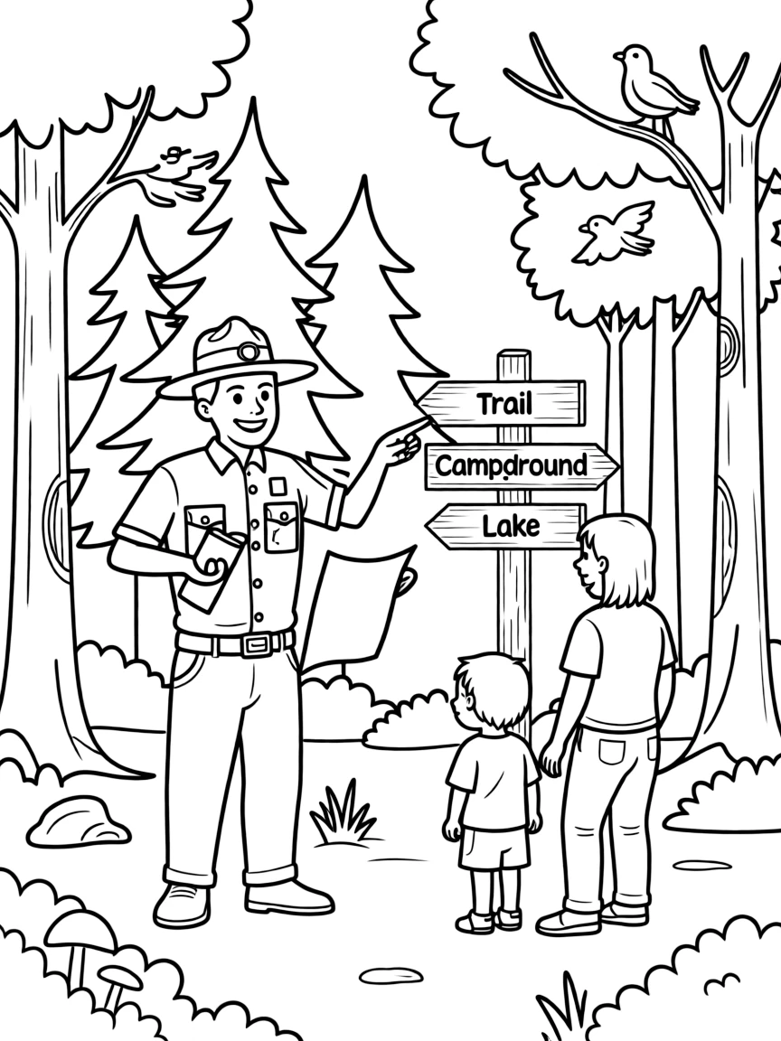 (Minnesota) A forest ranger helping visitors