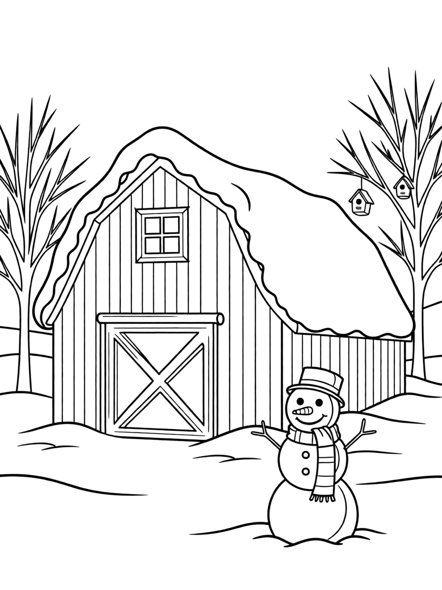 (Minnesota) A snow-covered barn in rural Minnesota