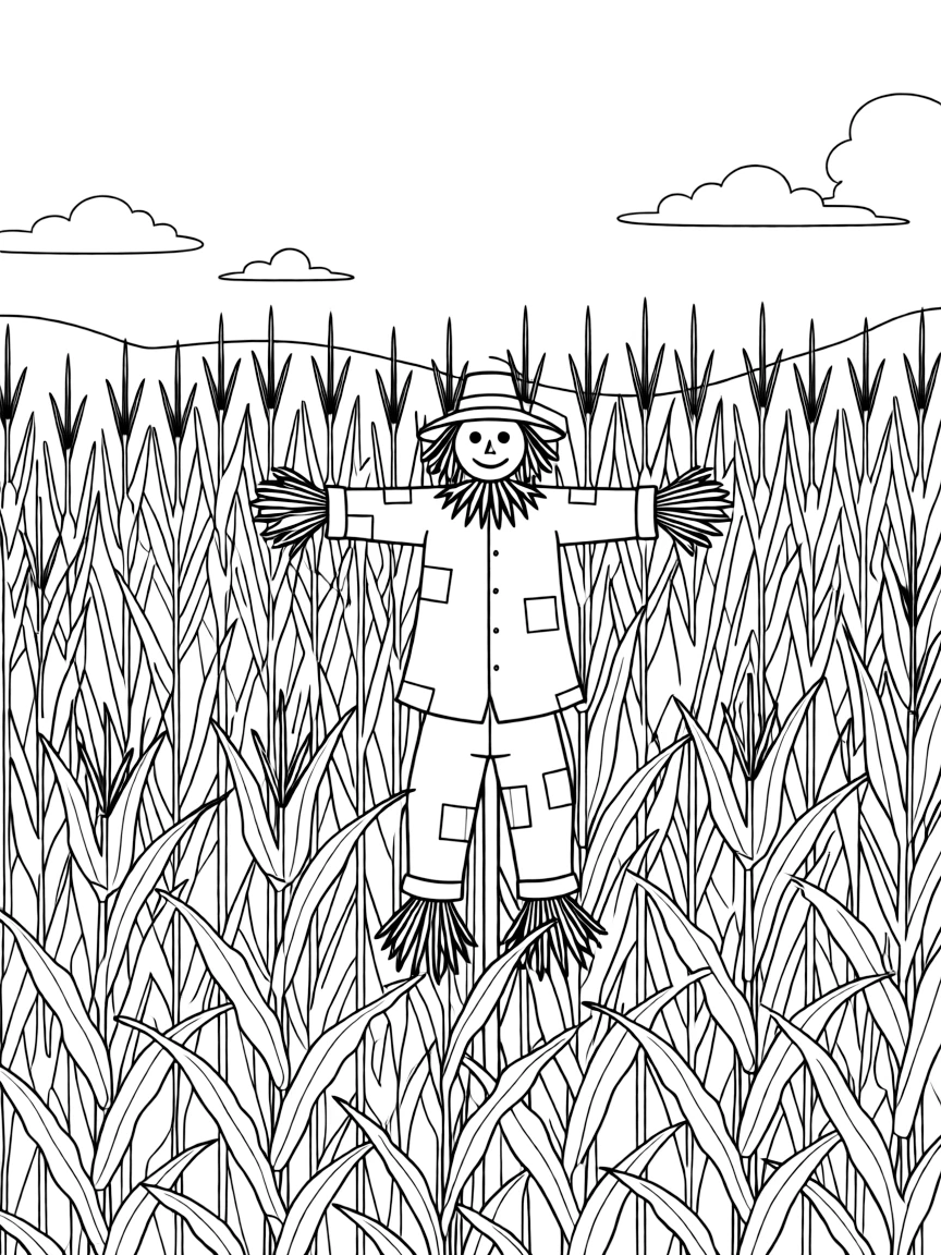 (Minnesota) A cornfield with a scarecrow