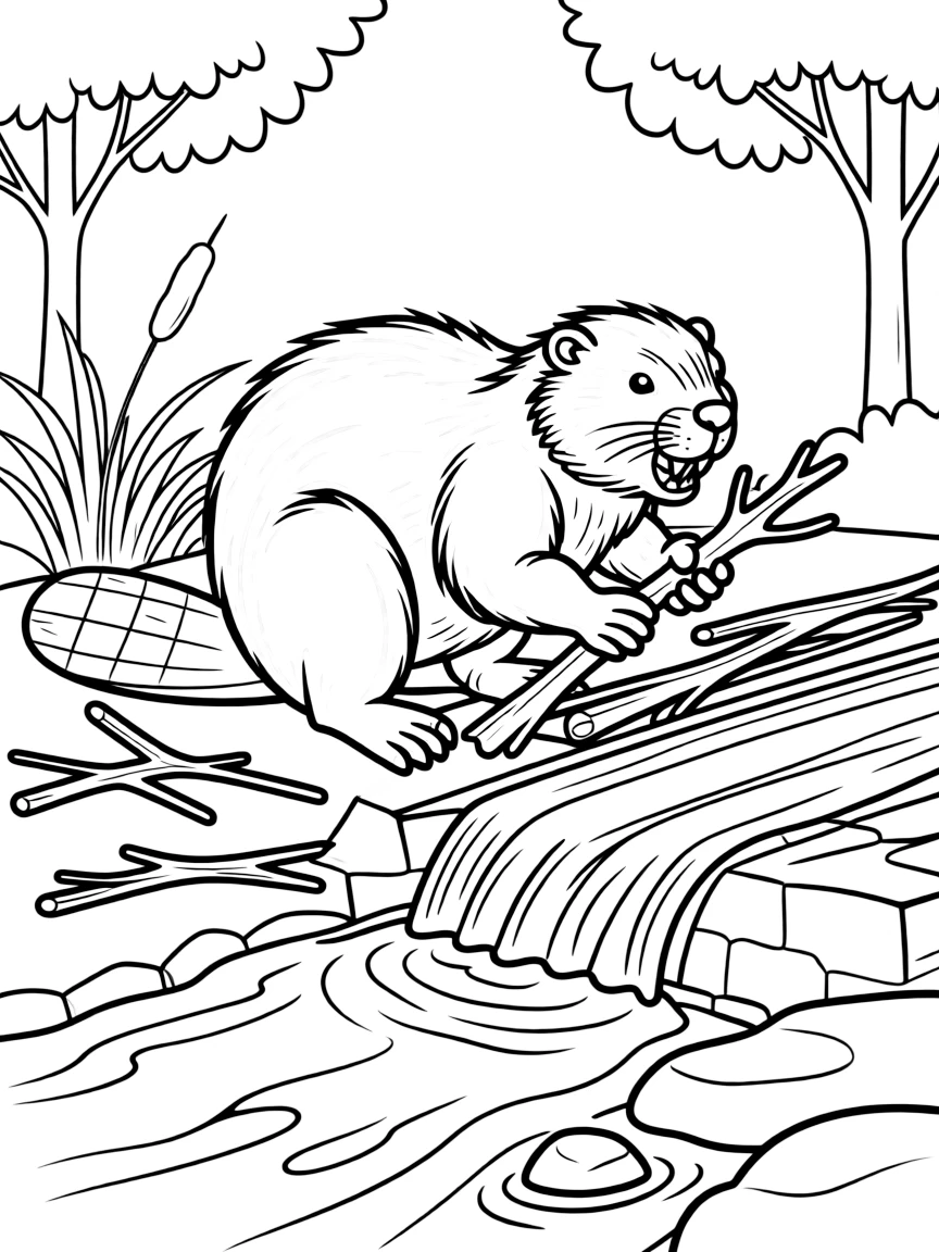 (Minnesota) A beaver building a dam