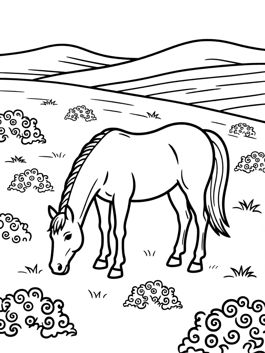 (Kentucky) A thoroughbred horse grazing in a Kentucky bluegrass pasture