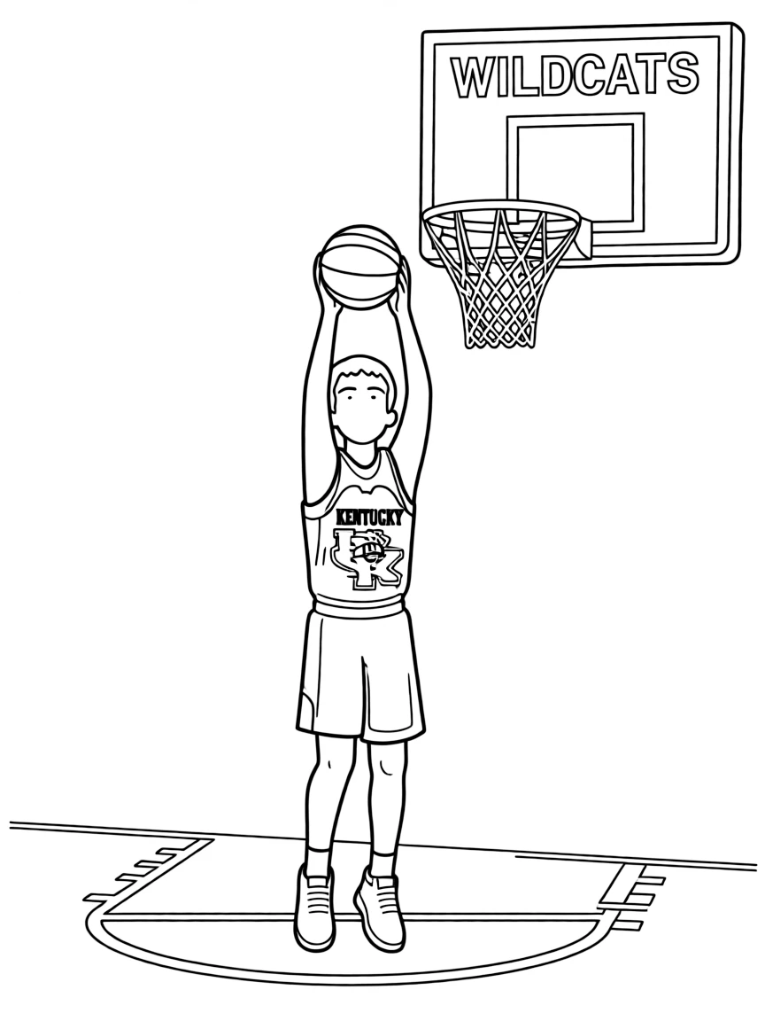 (Kentucky) University of Kentucky Wildcats basketball player shooting hoops