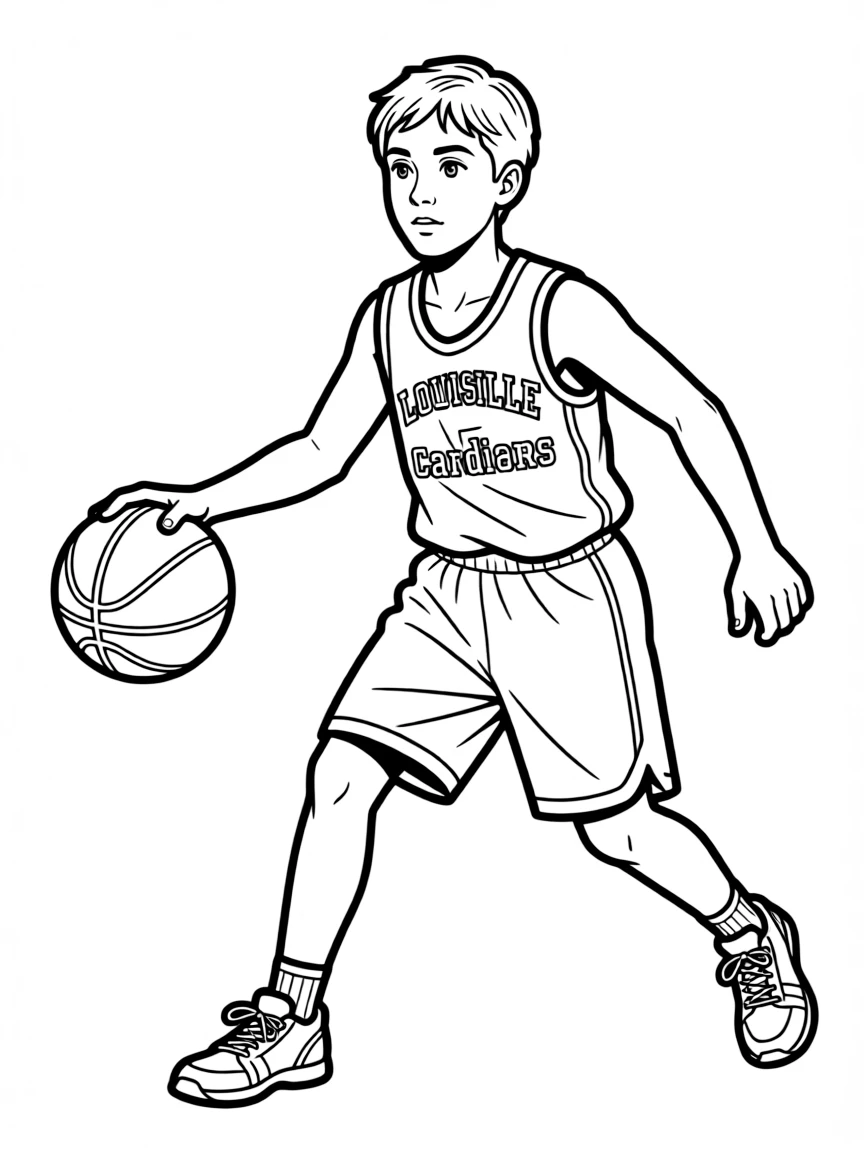 (Kentucky) Louisville Cardinals basketball player dribbling