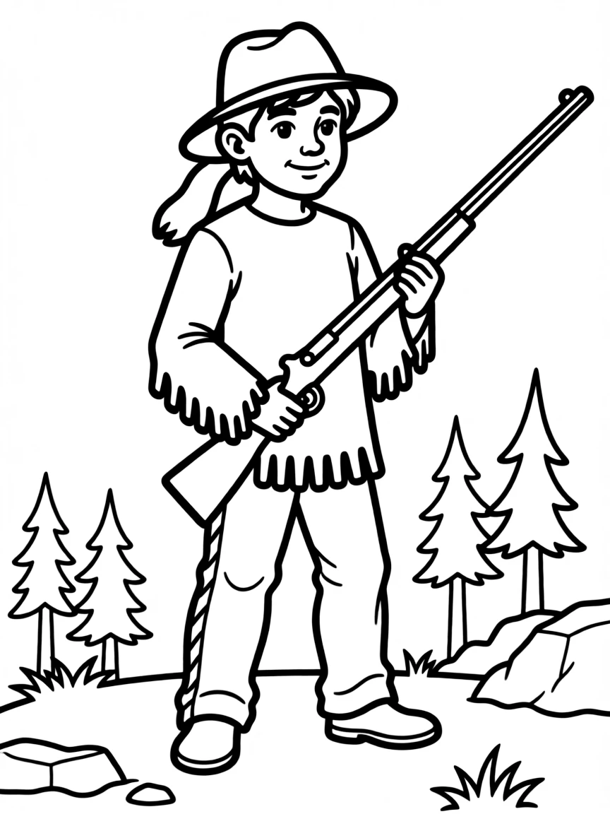 (Kentucky) Daniel Boone explorer with coonskin cap and rifle