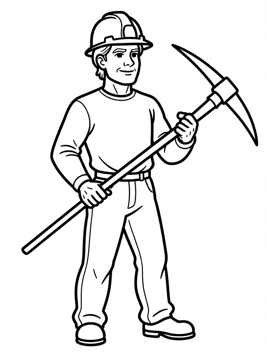 (Kentucky) Kentucky coal miner with hard hat and pickaxe