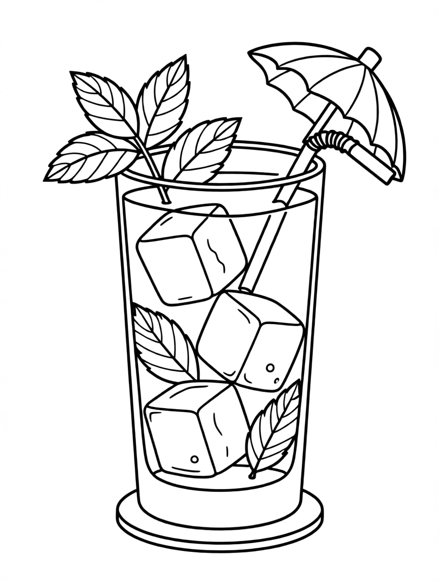 (Kentucky) Mint julep drink with ice and mint leaves