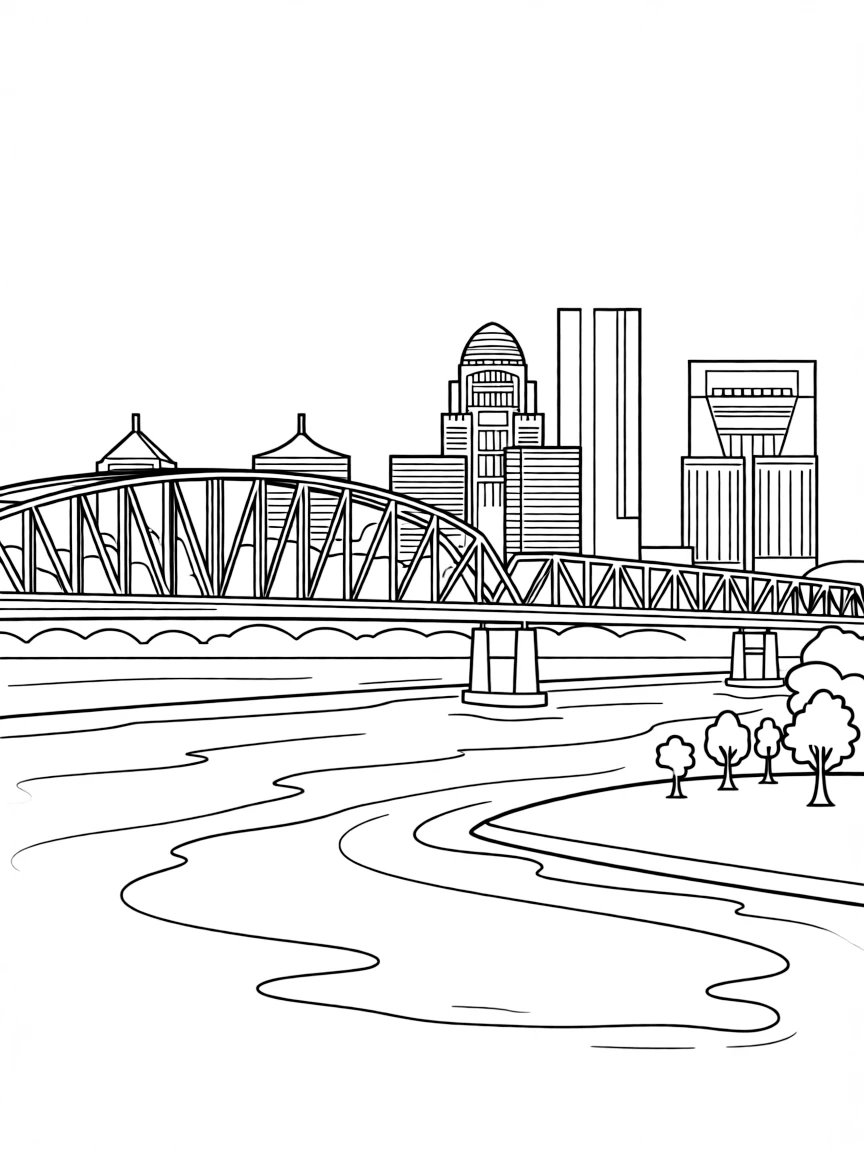 (Kentucky) Louisville skyline with Ohio River bridge