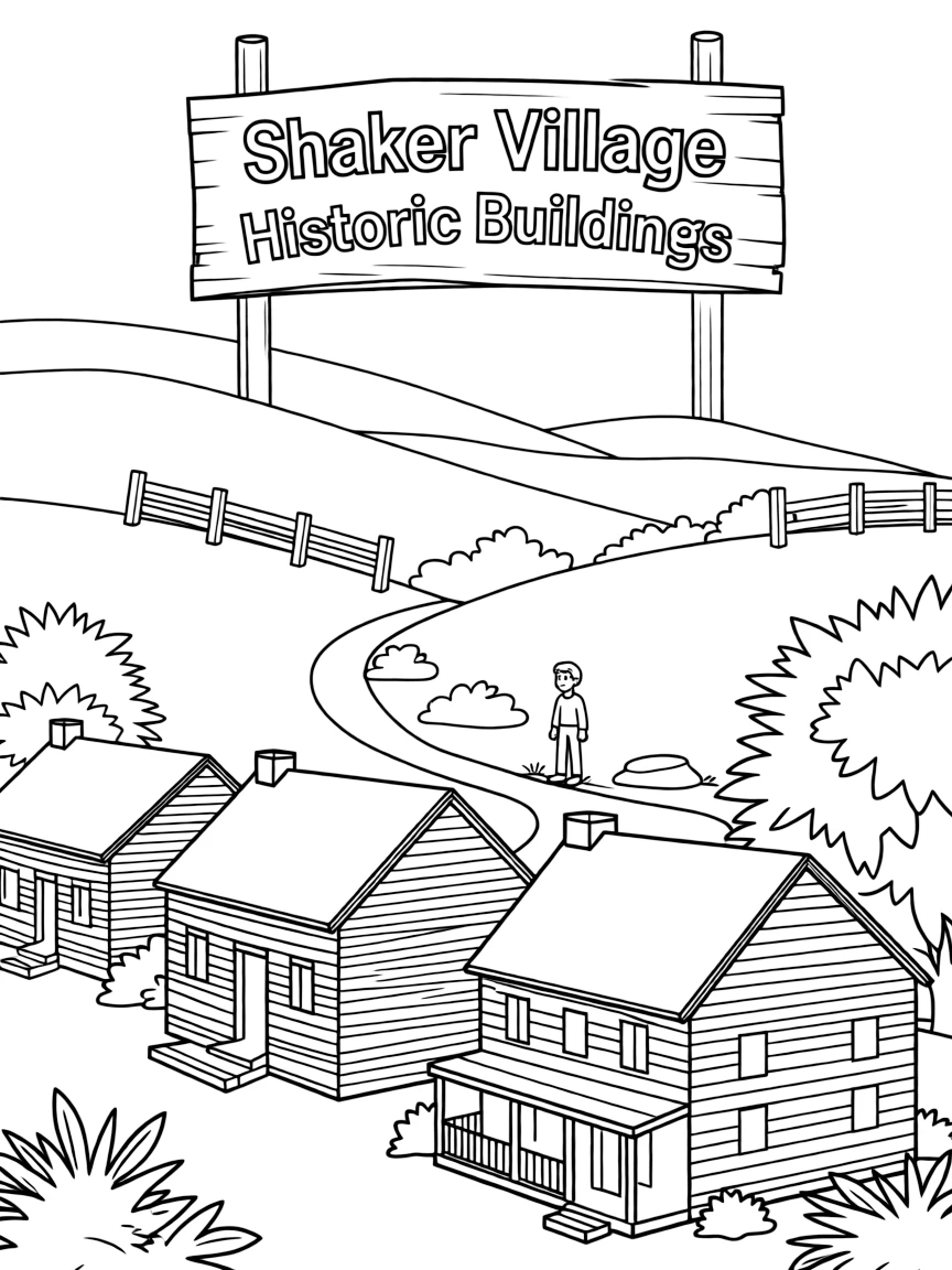 (Kentucky) Shaker Village historic buildings and countryside