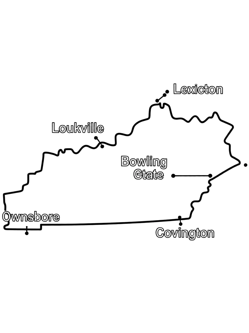 (Kentucky) Kentucky state outline map with major cities marked