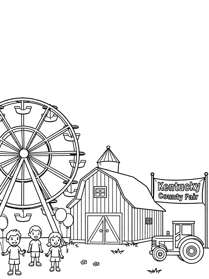 (Kentucky) Kentucky county fair with Ferris wheel and barn
