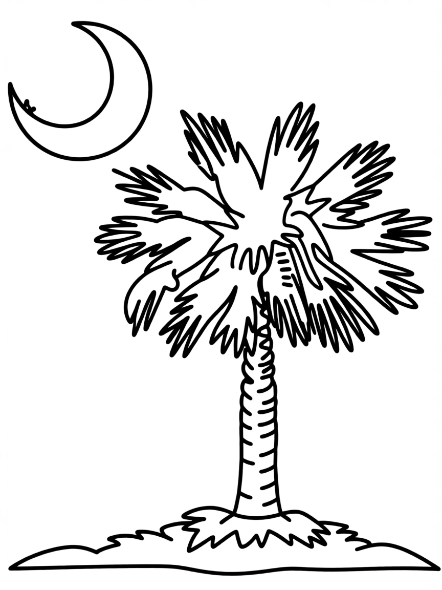 (South Carolina) Palmetto tree with crescent moon (state flag symbol)