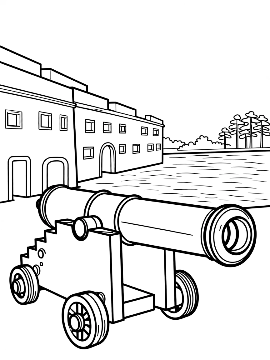 (South Carolina) Fort Sumter with cannon by the harbor