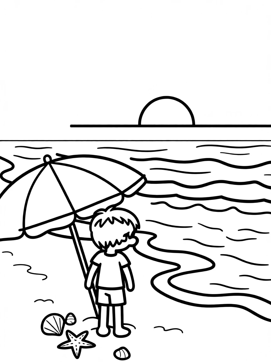 (South Carolina) Myrtle Beach with umbrella and waves