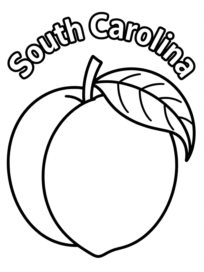 (South Carolina) A peach with “South Carolina” written above