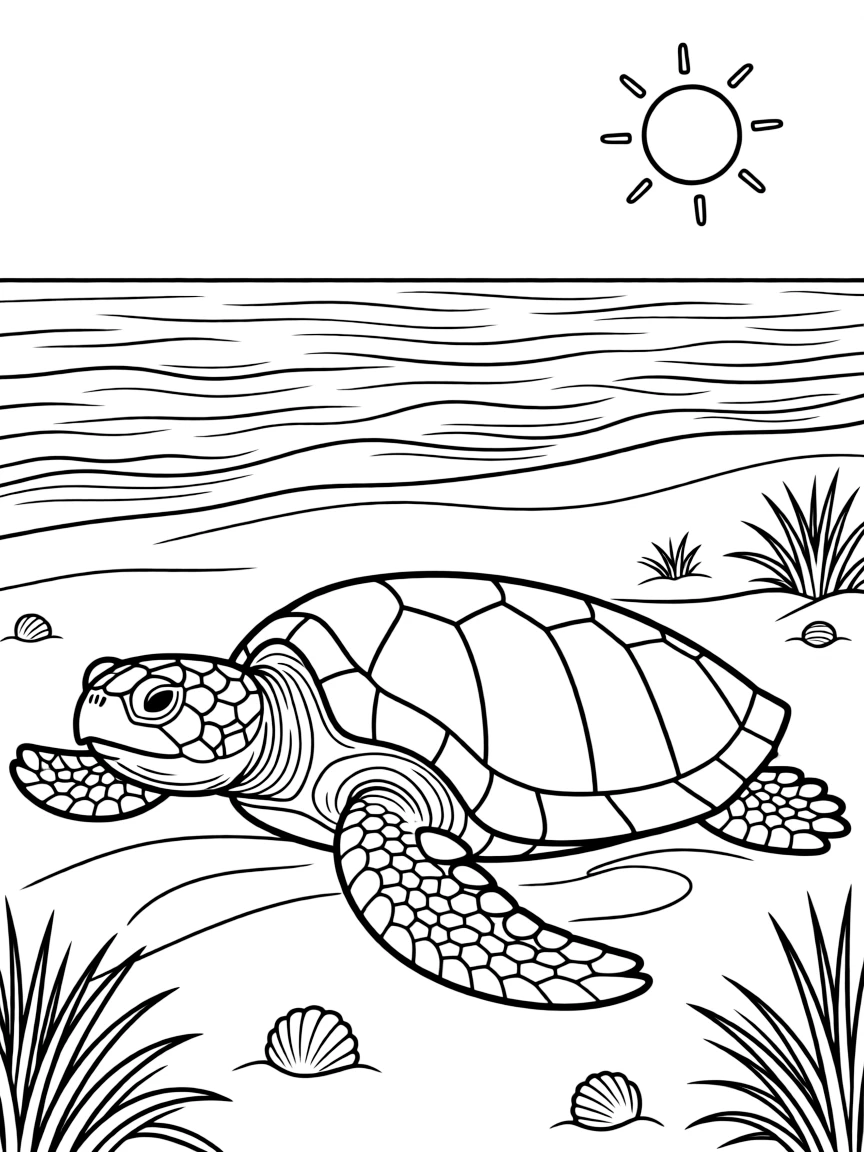 (South Carolina) Loggerhead sea turtle on the beach