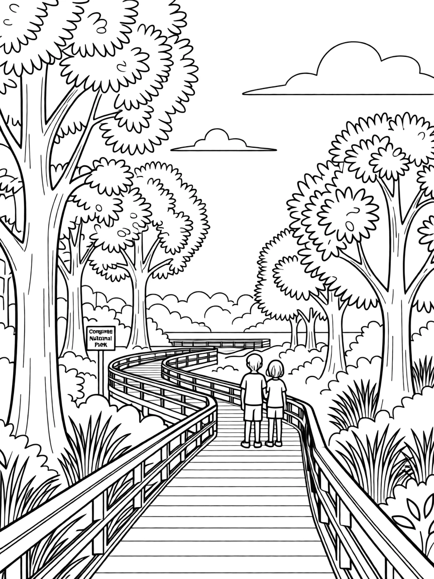 (South Carolina) Congaree National Park trees and boardwalk