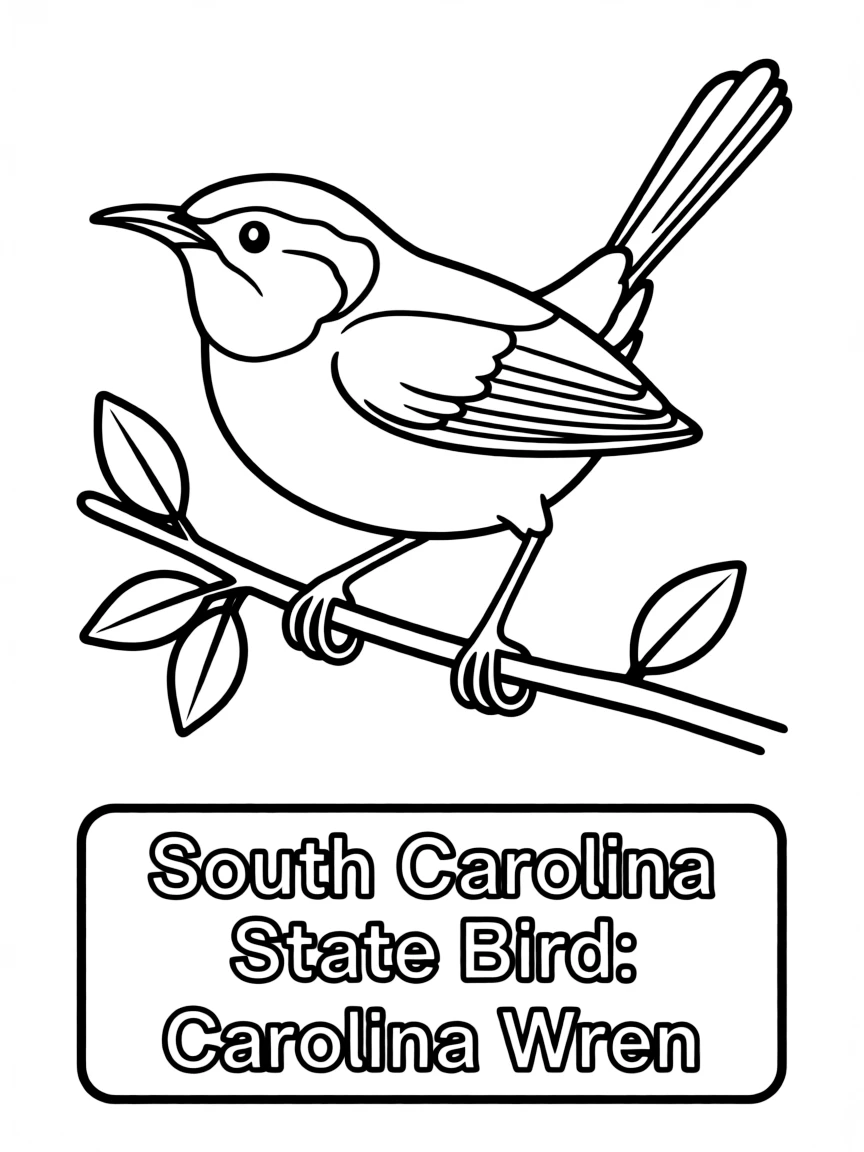 (South Carolina) State bird: Carolina wren on a branch