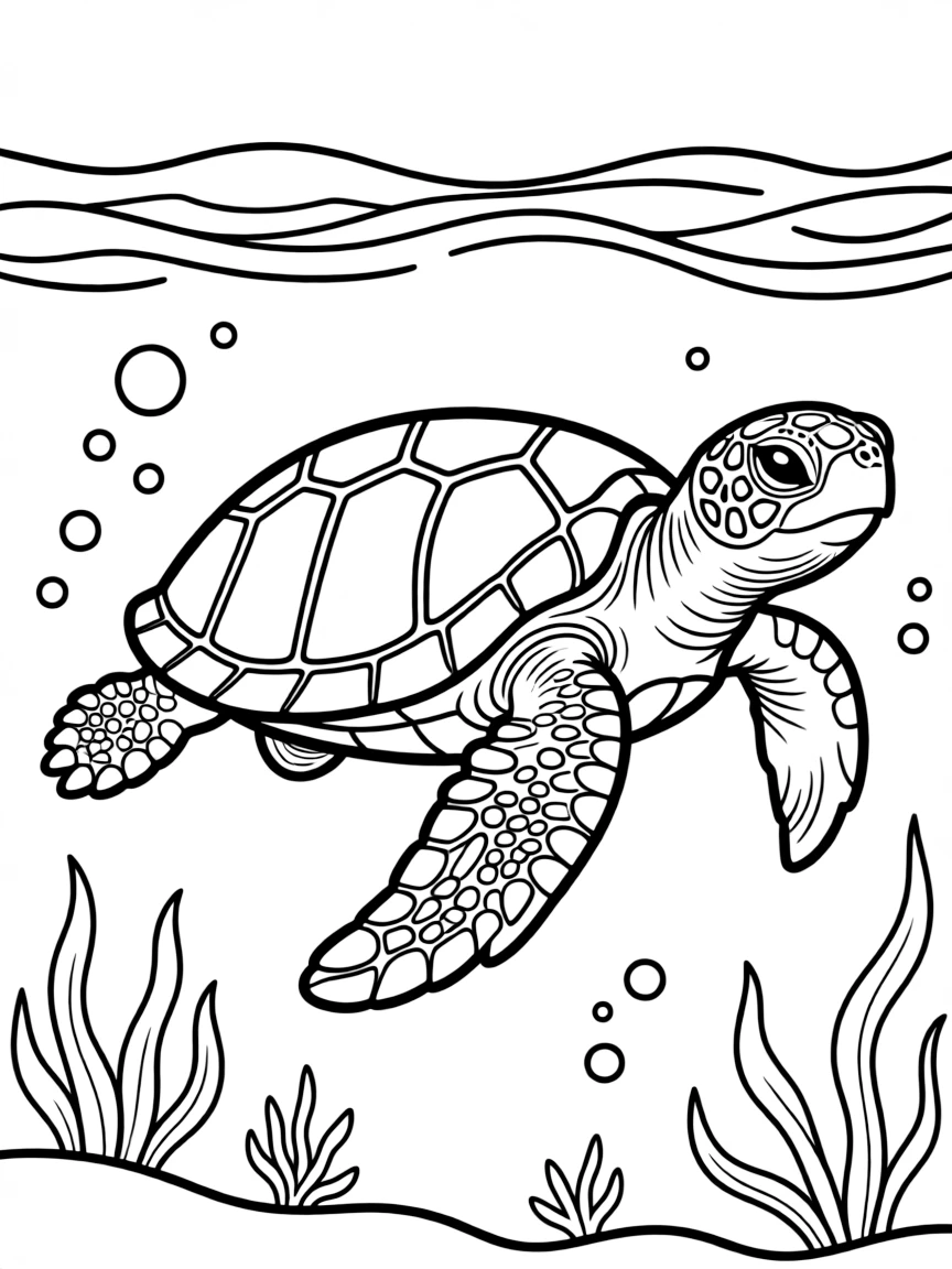 (South Carolina) State reptile: Loggerhead sea turtle swimming
