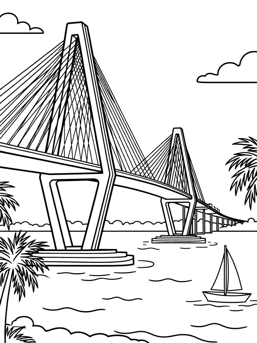 (South Carolina) The Ravenel Bridge over Charleston Harbor