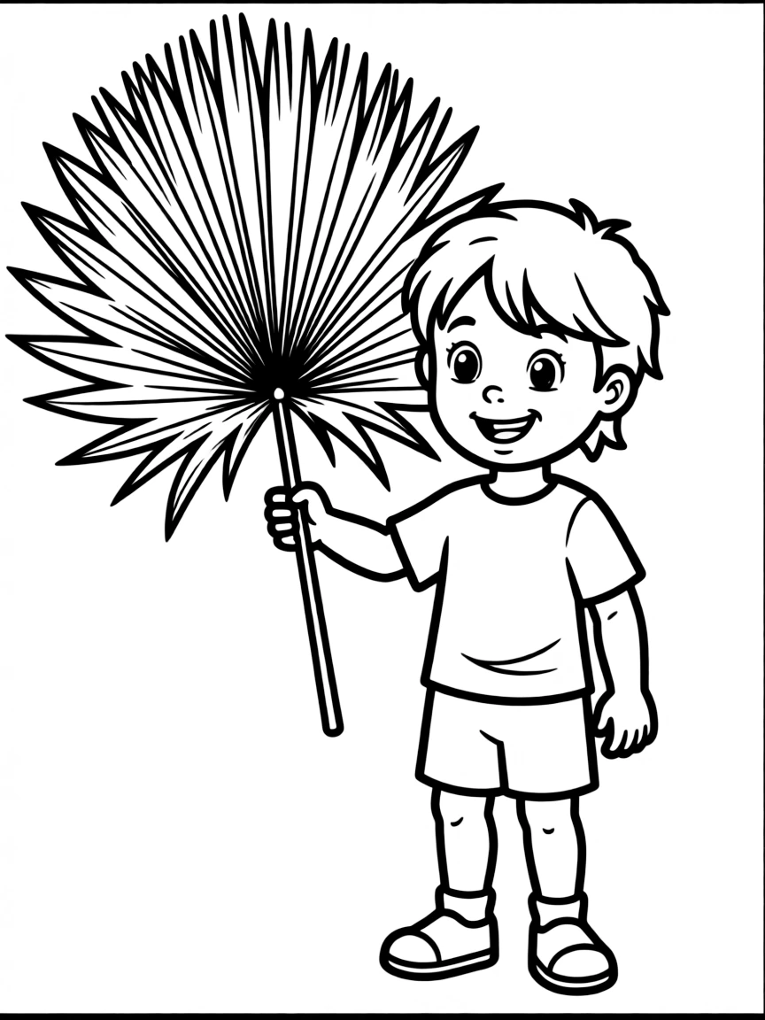 (South Carolina) A child holding a palmetto fan