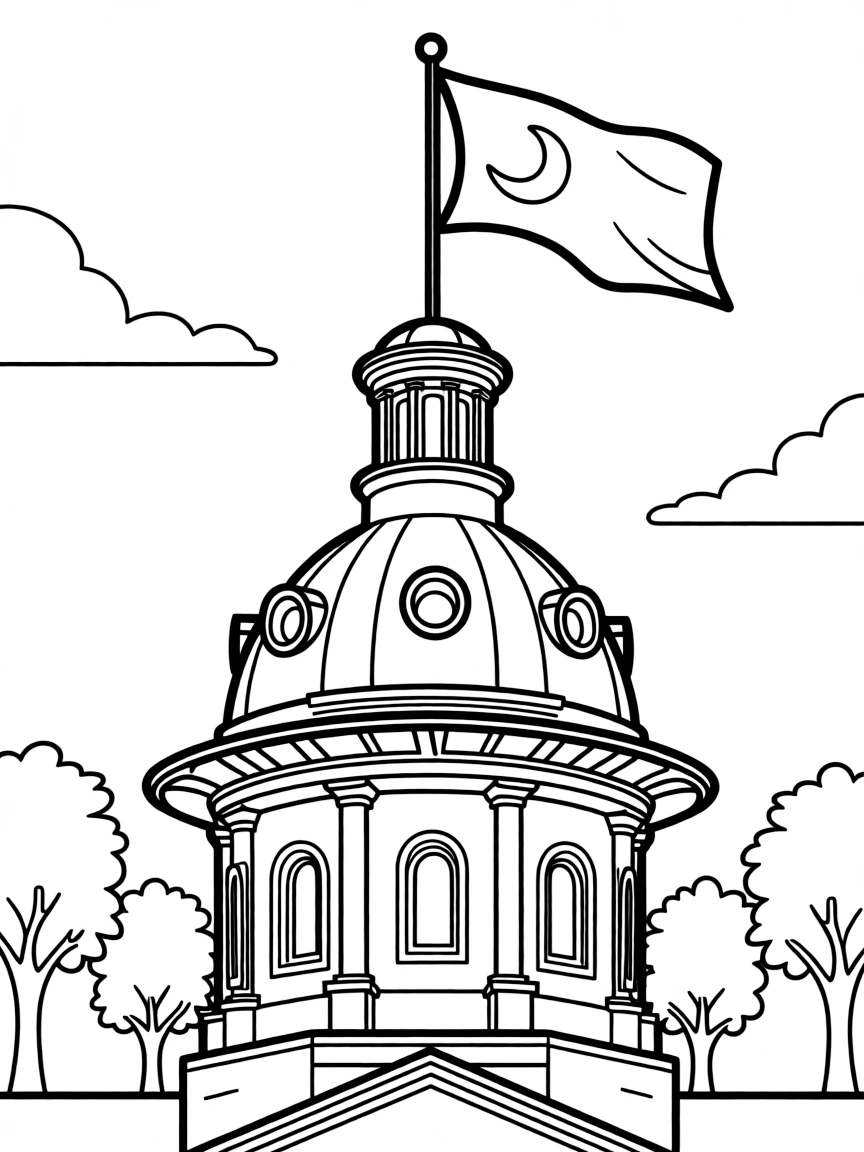 (South Carolina) The State House dome with a waving flag