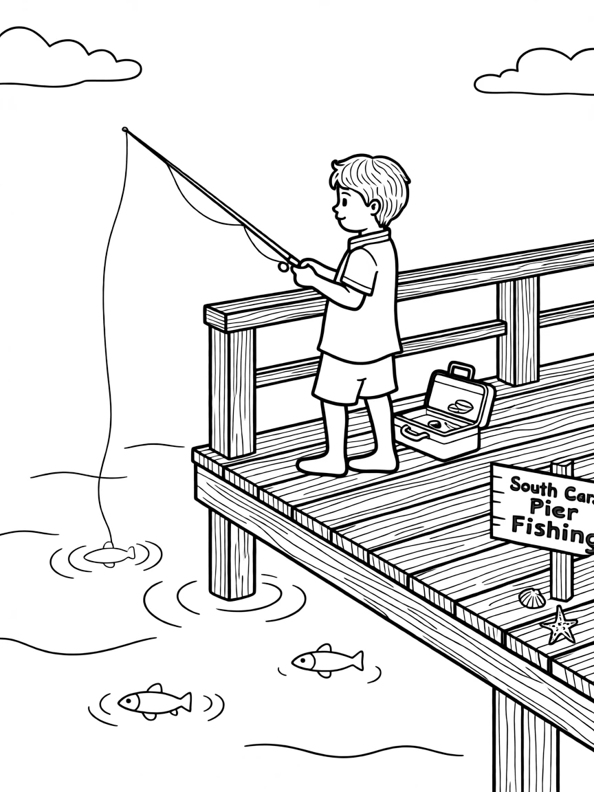 (South Carolina) Fishing off a wooden pier