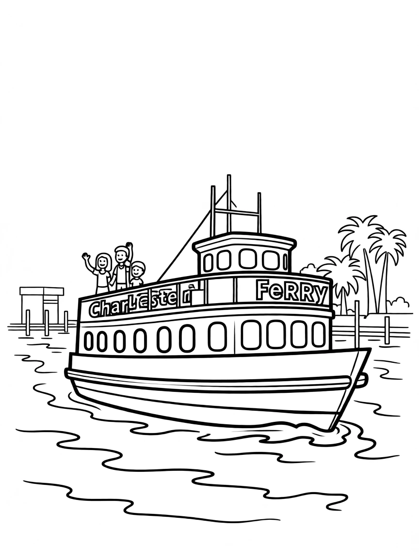 (South Carolina) A ferry boat near the Charleston port