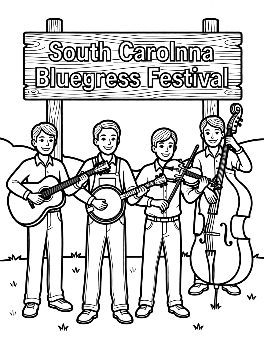 (South Carolina) A musical band playing bluegrass music