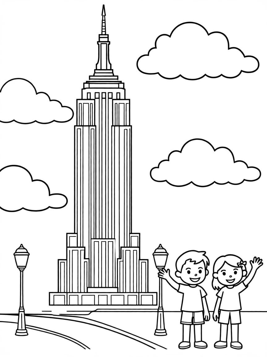 (New York) Empire State Building with clouds