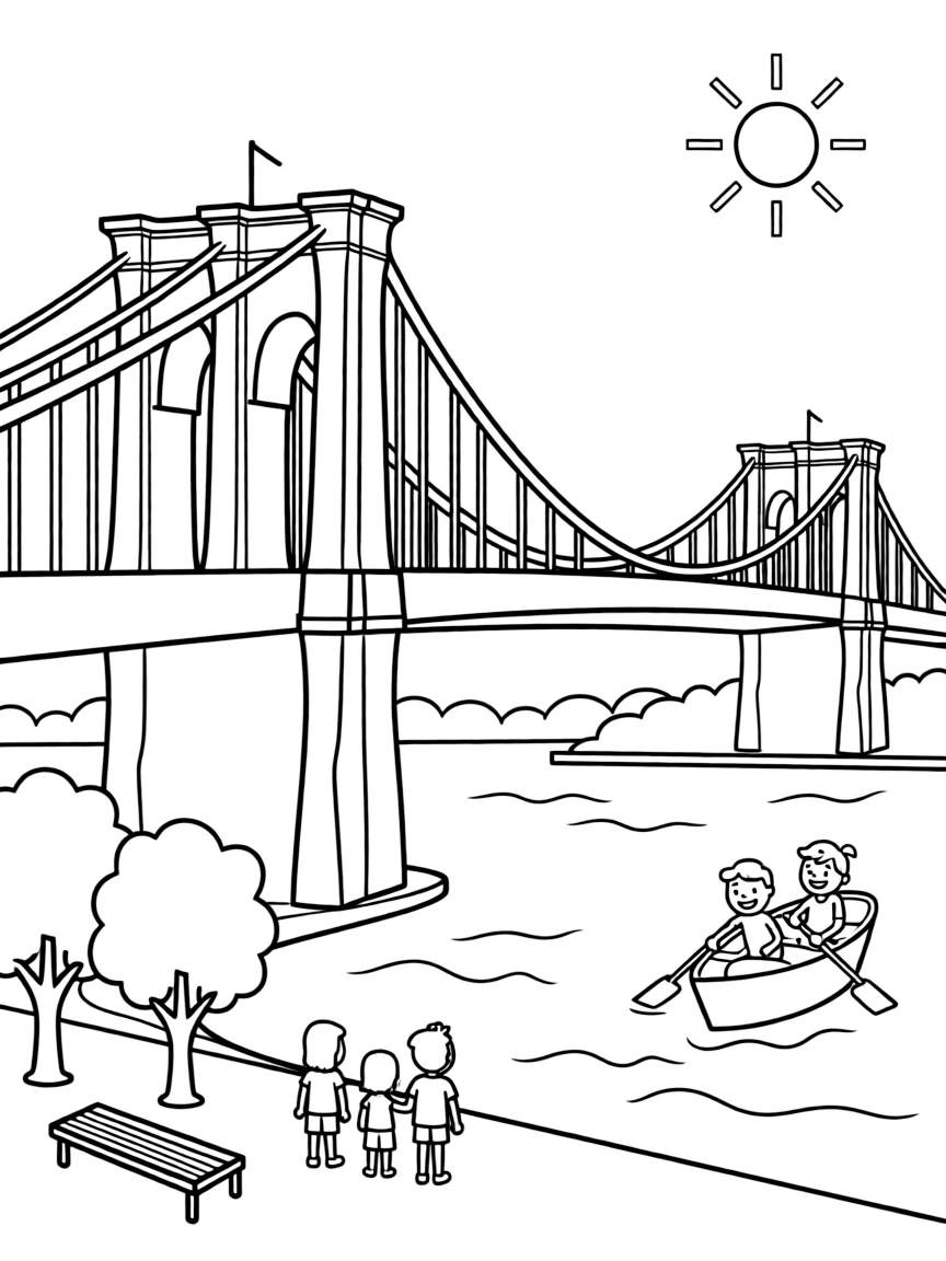 (New York) Brooklyn Bridge over the river