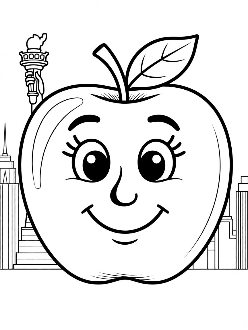 (New York) Big Apple with smiling face