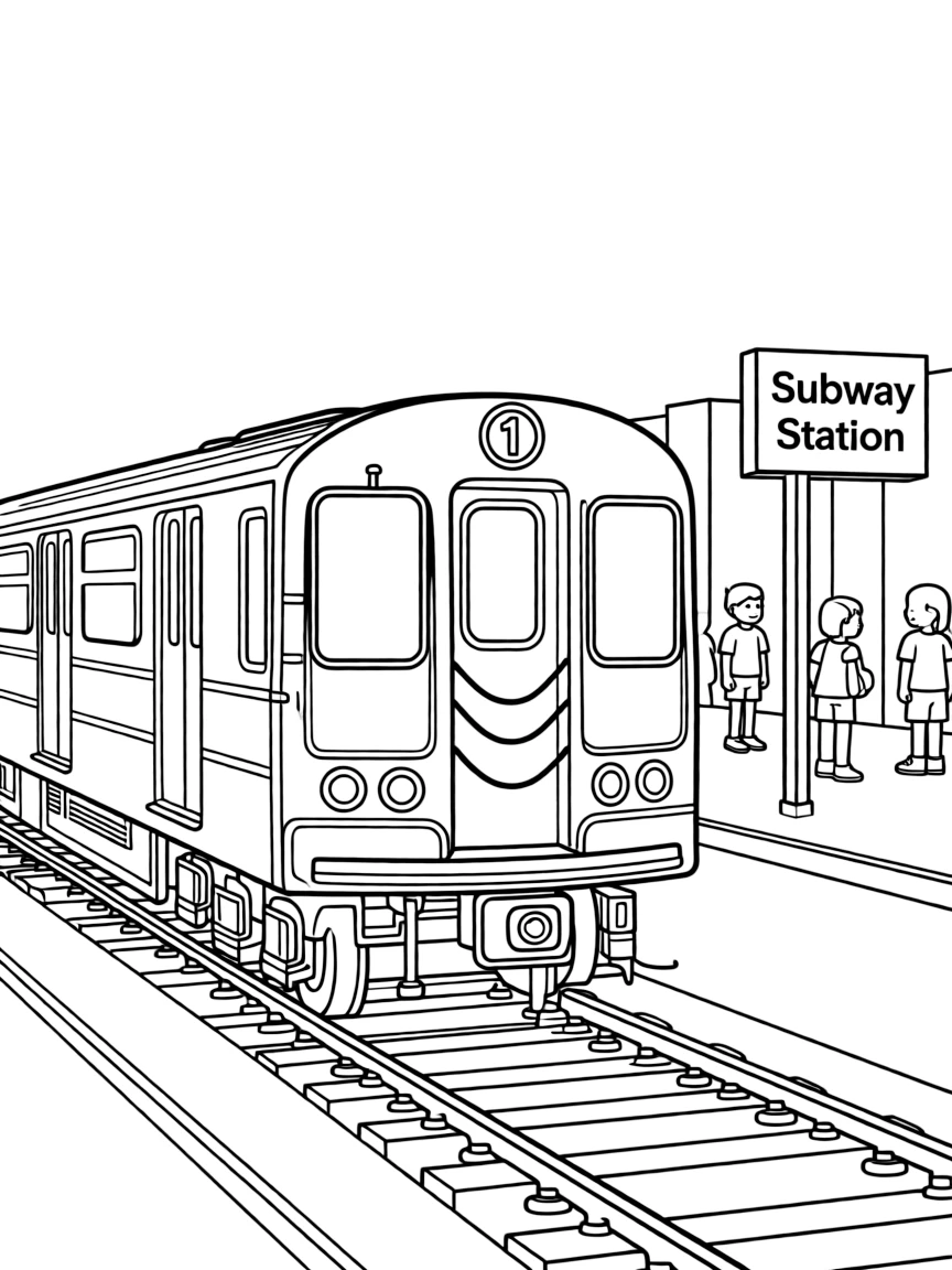 (New York) New York subway train with tracks