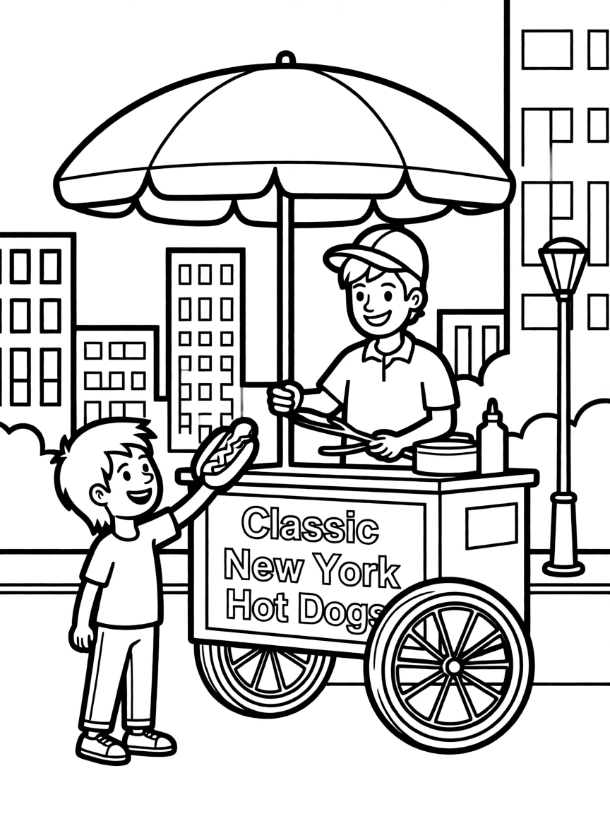 (New York) Hot dog stand in the city