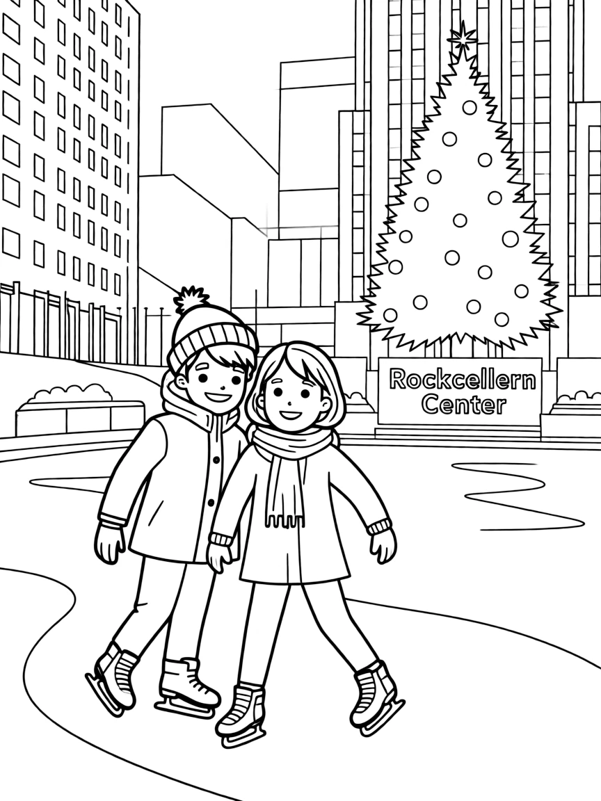(New York) Ice skating in Rockefeller Center