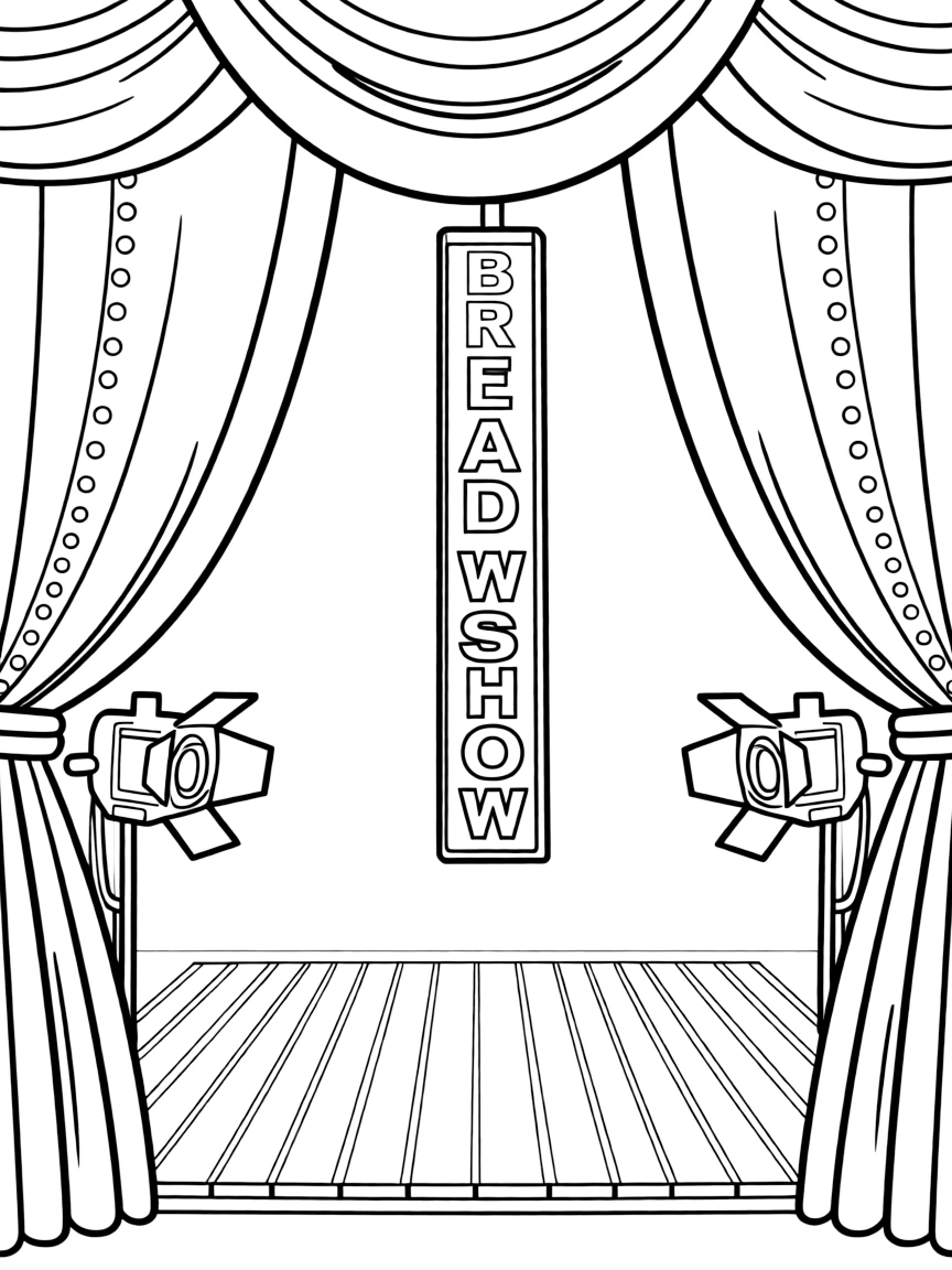 (New York) Broadway stage with curtains