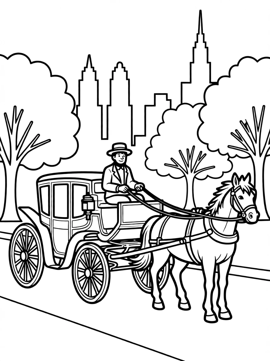 (New York) Horse-drawn carriage in Central Park