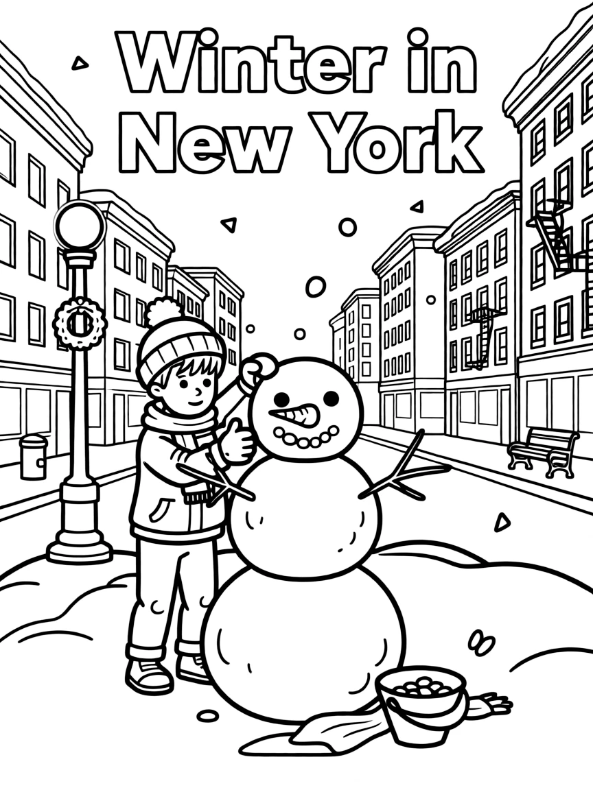 (New York) Snowy winter scene in the city